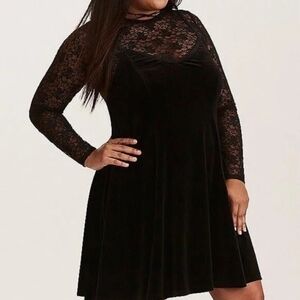 Torrid Plus Size Elegant Black Velvet Dress 3X